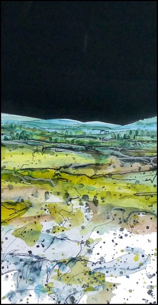 Landschft mit Nachthimmel - Aquarell