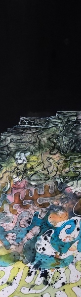 Landschft mit Nachthimmel - Aquarell - Ausschnitt