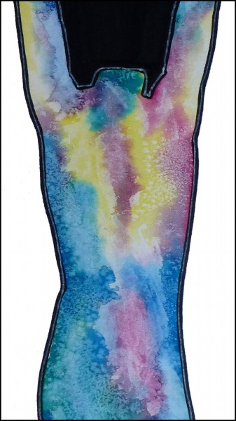 Aquarell mit Tusche und Lackstift