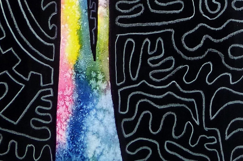 Aquarell mit Tusche und Lackstift