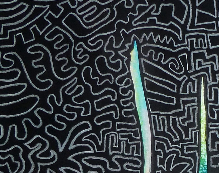 Aquarell mit Tusche und Lackstift