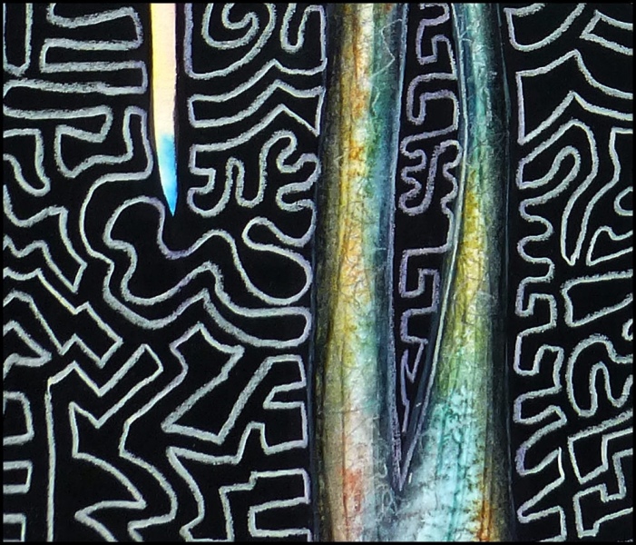 Aquarell mit Tusche und Lackstift