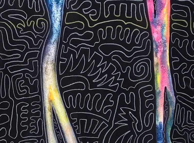 Aquarell mit Tusche und Lackstift