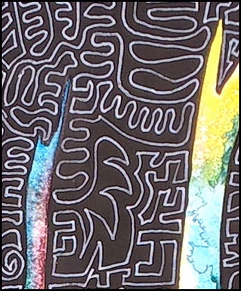 Aquarell mit Tusche und Lackstift