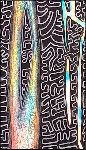 Aquarell mit Tusche und Lackstift