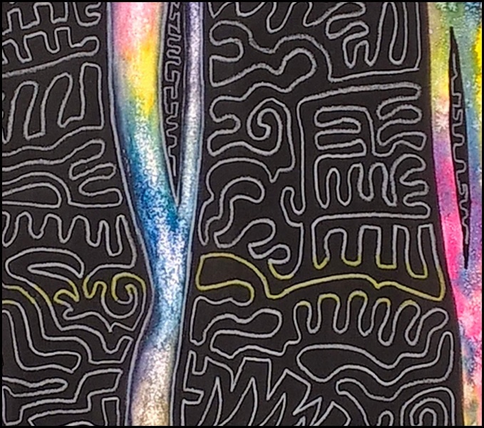 Aquarell mit Tusche und Lackstift