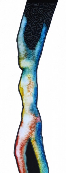 Aquarell mit Tusche und Lackstift