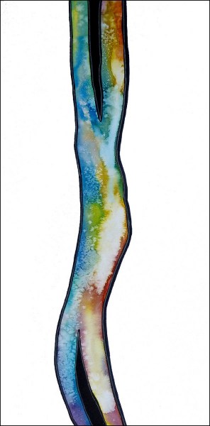 Aquarell mit Tusche und Lackstift