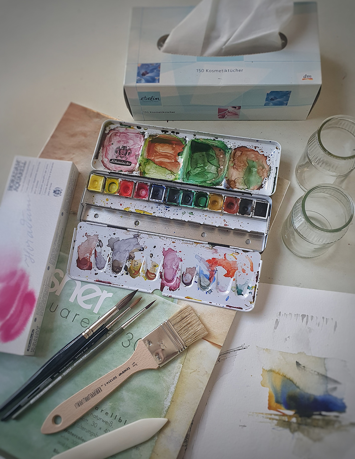 Material für Aquarellmalkurs